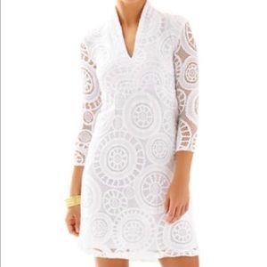 Lilly Pulitzer White Lace 3/4 Sleeve Dress XS